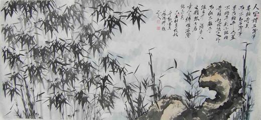 南京花鸟画协会理事何飞鸿绘六尺整张竹石图取自本人真迹假一倍十 低价拍只为宣传